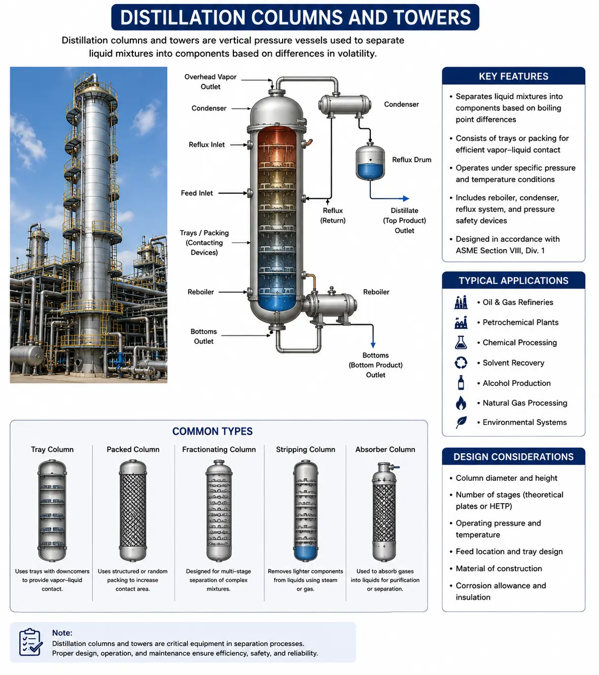 distillation columns and towers